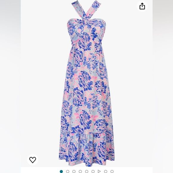 GRACE KARIN Crisscross Halter neck Summer Floral Flowy A Line Maxi Dress Sz M - Picture 3 of 8